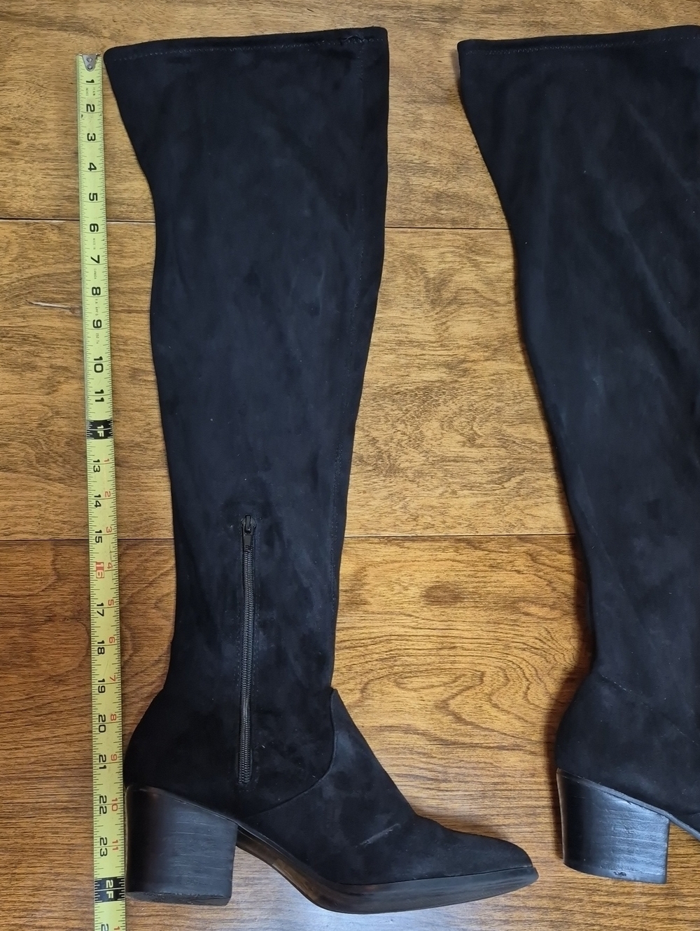 ALDO Women's Black Faux Suede Long Over-the-Knee Boots Block Heel - Picture 14 of 16